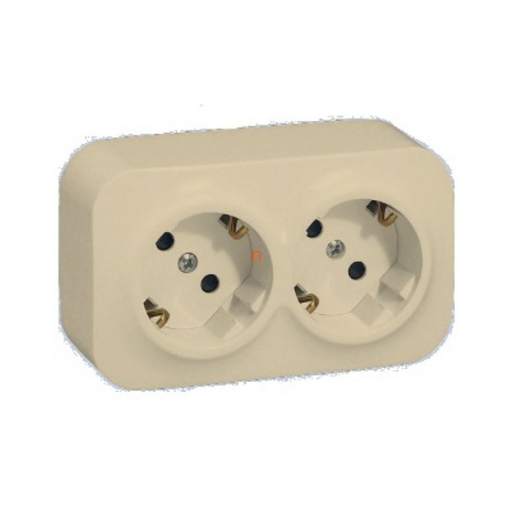 Legrand Forix 782453 2x2P+F (GYV) priză de siguranță cu obturator IP20 pentru montare pe perete, bej