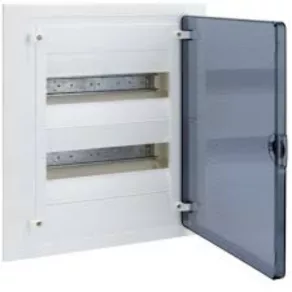   Distribuitor de curent cu 2 rânduri, încastrat, cu 24 de module și ușă transparentă, IP40, cu șină PE/N, HAGER Golf VF212TD