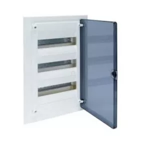   Distribuitor mic încastrat cu 3 rânduri, 36 de module, cu ușă transparentă, IP40, cu șină PE/N, HAGER Golf VF312TD