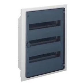   Distribuitor HAGER Golf, cu 3 rânduri, 54M, încastrat, cu ușă transparentă, decupaj în perete 507x426x72 mm, model VF318TD