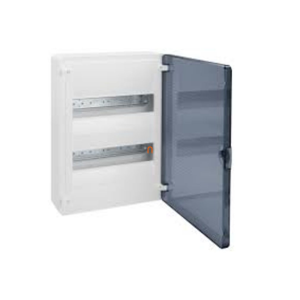 Distribuitor electric exterior, 2 rânduri, 24 module, cu ușă transparentă, IP40, șină PE/N HAGER Golf VS212TD
