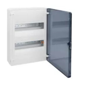   Distribuitor mic de perete, cu 2 rânduri, 24 de module, cu ușă transparentă, IP40, cu șină PE/N, HAGER Golf VS212TD