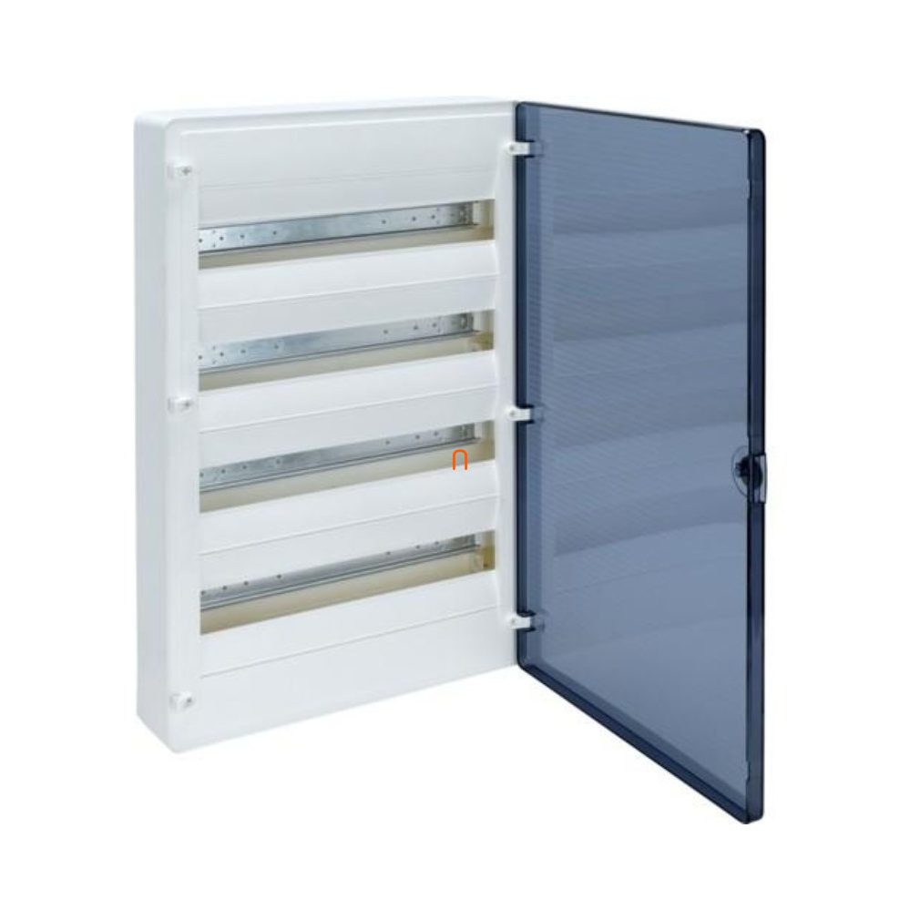 Distribuitor cu 4 rânduri, 48 module, ușă transparentă, IP40, șină PE/N HAGER Golf VS412TD