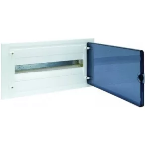   Distribuitor de curent de perete, cu un singur rând, 18 module, cu ușă transparentă, IP40, cu șină PE/N, HAGER Golf VS118TD