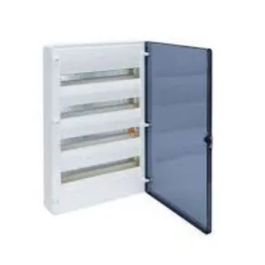   Distribuitor mic de perete, cu 4 rânduri, 72 de module, cu ușă transparentă, IP40, cu șină PE/N, HAGER Golf VS418TD