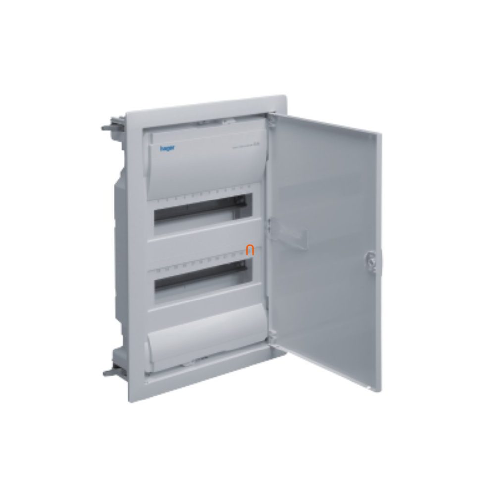 Distribuitor electric exterior, 2 rânduri, 24 module cu ușă IP40 PE/N șină HAGER Golf VS212PD