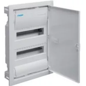   Distribuitor secundar pentru gips-carton, cu 2 rânduri, 24 de module, cu ușă completă, IP40, cu șină PE/N, HAGER Volta VH24NE