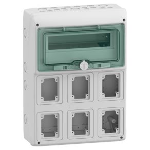   Carcasă Schneider Electric Mureva - 13181 - (Kaedra) Distribuitor mic, ușă transparentă, 1x12 module + 6 sloturi