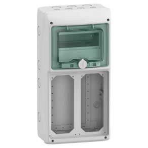   Carcasă Schneider Electric Mureva - 13186 - (Kaedra) Distribuitor mic, ușă transparentă, 1x8 module + 2 deschideri