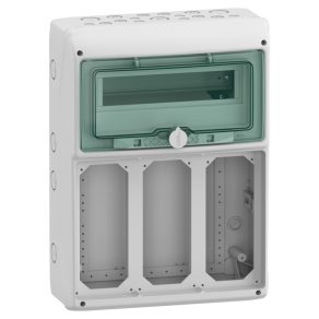   Carcasă Schneider Electric Mureva - 13187 - (Kaedra) Distribuitor mic, ușă transparentă, 1x12 module + 3 deschideri