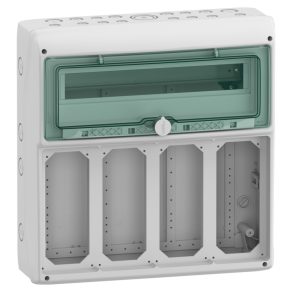   Carcasă Schneider Electric Mureva - 13188 - (Kaedra) Distribuitor mic, ușă transparentă, 1x18 module + 4 deschideri