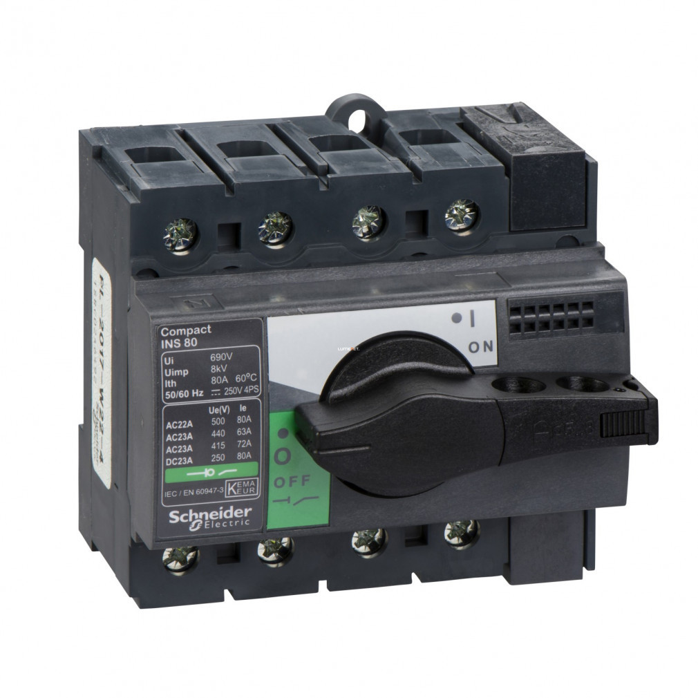 Schneider Interpact INS80 4P cu manetă neagră 28905
