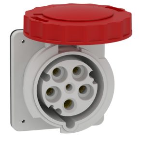   Schneider Electric Kaedra Box - 81683 - Mureva PK (Pratika) Priză dreaptă montată pe perete, 3P+N+F, 6h, 63A, 415V, IP67, montată cu șuruburi