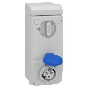   Schneider Electric Kaedra Box - 83031 - Mureva PK (Unika) Priză montată pe perete, cu încuietoare, 2P+F, 6h, 16A, 250V, IP44, fără protecție