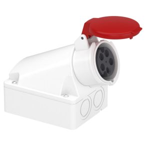   Schneider Electric Kaedra Box - 83109 - Mureva PK (Pratika) Priză de perete cu placă posterioară, 3P+N+F, 6h, 16A, 415V, IP44, montată cu șuruburi