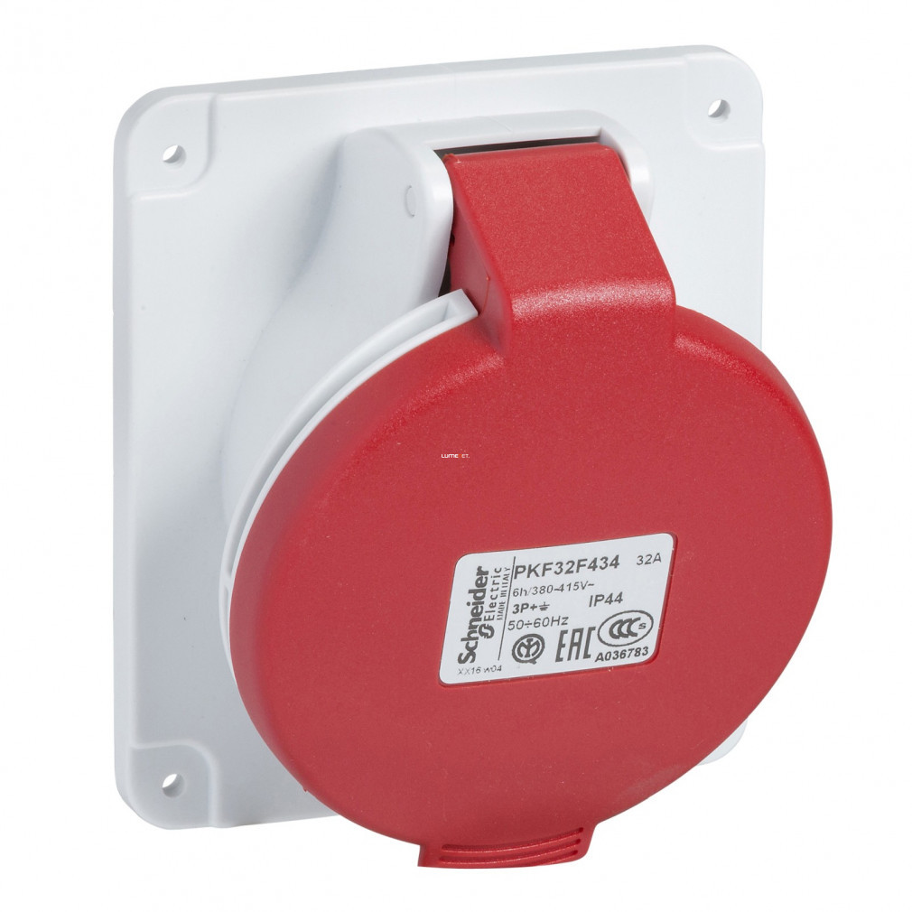 Schneider Pratika soclu încastrabil înclinat 32A, 3P+E, 415V, IP44 (MG-Dafbe-323k06 m) PKF32F434