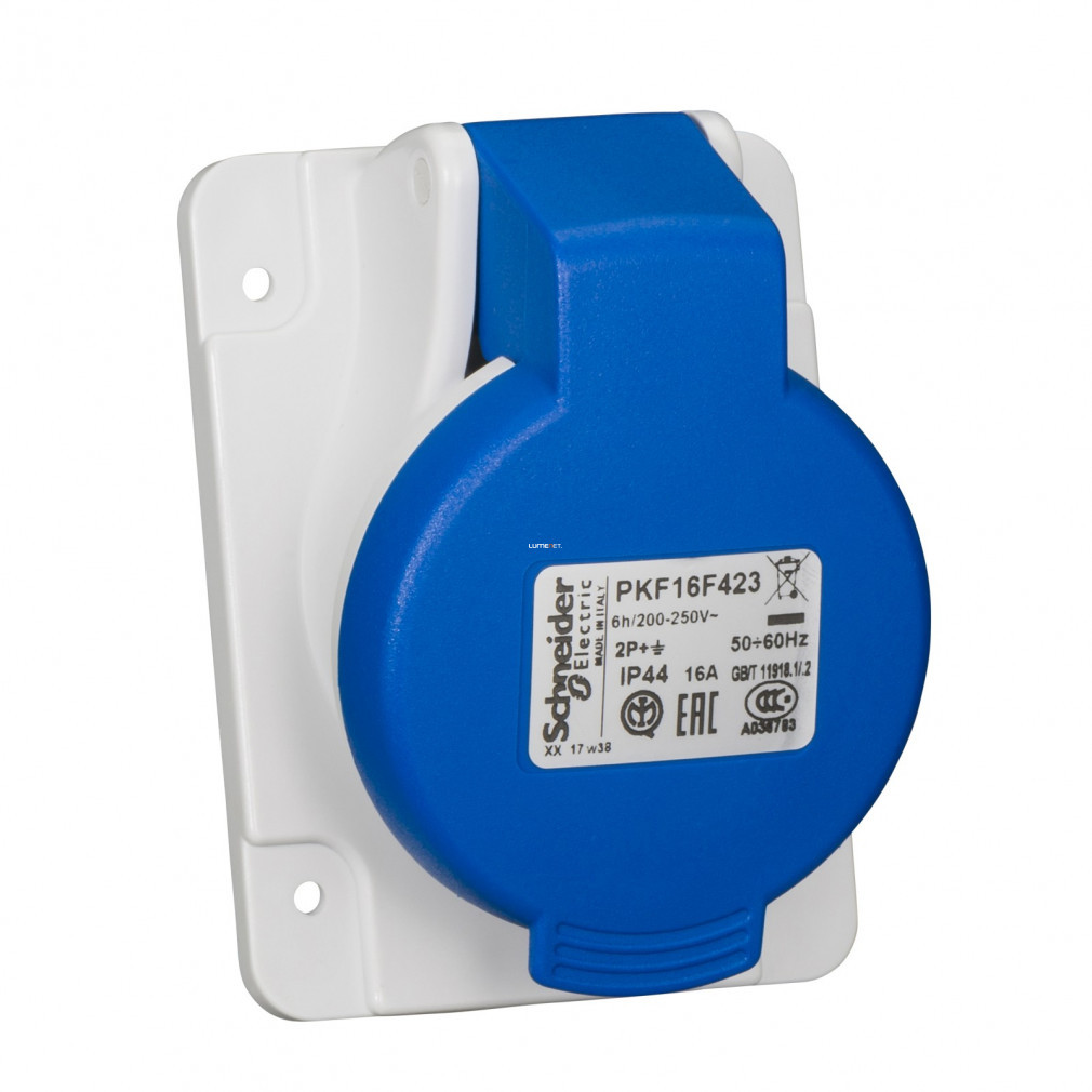 Schneider Pratika priză încastrată în unghi 16A, 2P+E, 250V, IP44( MG-Dafb-162k06m) PKF16F423