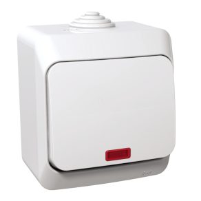   Schneider Electric Cedar Plus - WDE000561 - Comutator, cu indicator luminos, IP44, alb