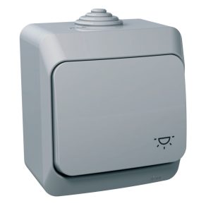   Schneider Electric Cedar Plus - WDE000613 - Buton cu un singur pol, cu indicator luminos, IP44, gri