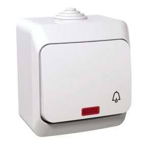   Schneider Electric Cedar Plus - WDE000515 - Buton cu un singur pol cu sonerie, indicator luminos, IP44, alb