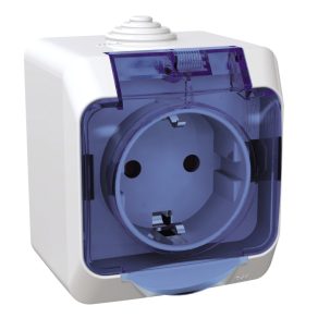   Schneider Electric Cedar Plus - WDE000543 - Priză 2P+E, cu obturator de siguranță, capac transparent, IP44, alb