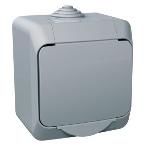   Schneider Electric Cedar Plus - WDE000641 - Priză 2P+E, cu obturator de siguranță, capac cu fixare rapidă, IP44, gri