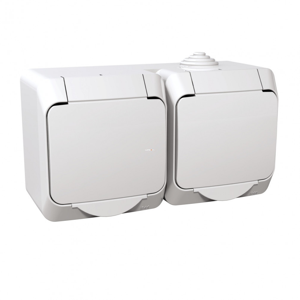 Schneider Cedar Plus Phd 5.4-16 2x2P+F GYV priză dublă cu capac alb IP44 WDE000523