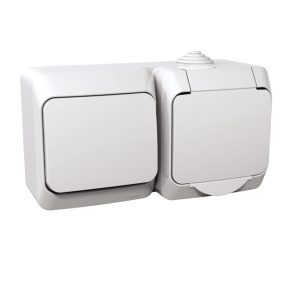   Schneider Electric Cedar Plus - WDE000500 - priză 2P+E, întrerupător unipolar, IP44, alb