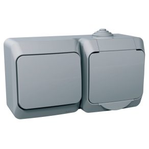   Schneider Electric Cedar Plus - WDE000600 - priză 2P+E, întrerupător unipolar, IP44, gri