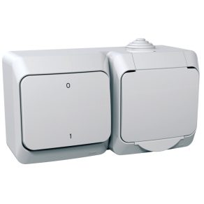   Schneider Electric Cedar Plus - WDE000502 - priză 2P+E, cu întrerupător bipolar, IP44, alb