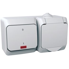   Schneider Electric Cedar Plus - WDE000503 - Priză 2P+E, întrerupător cu indicator luminos bipolar, IP44, alb