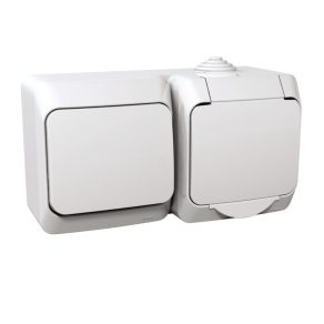   Schneider Electric Cedar Plus - WDE000504 - Priză 2P+F, cu comutator, IP44, alb