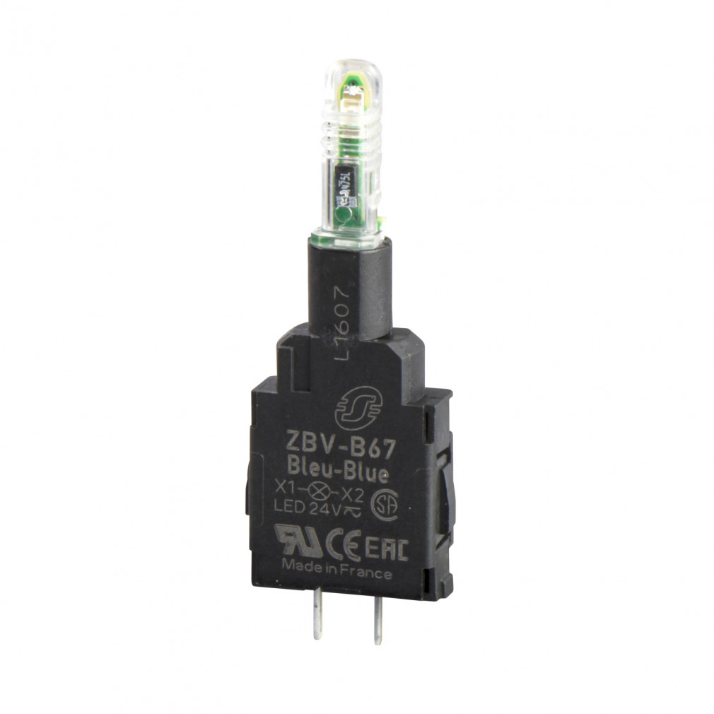 Bloc LED Schneider, alb 24V AC/DC, pentru instalare în PCB (ZBVB17)