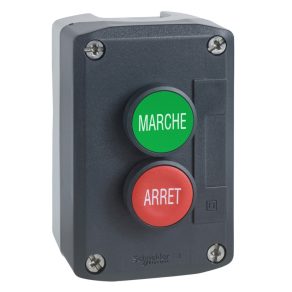   Schneider Electric Harmony XALD - XALD224 - buton turnat, 1 buton roșu - 1 buton verde, 1NC+1NO, inscripții „Marche” „Arrét”