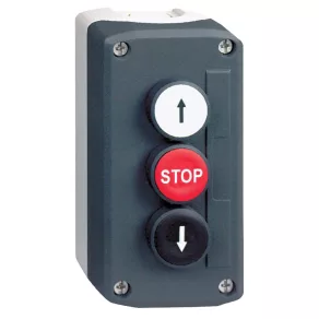   Schneider Electric Harmony XALD - XALD326 - buton turnat, 1 alb - 1 roșu - 1 negru, 2NO+1NC, săgeți sus și jos, etichete „Stop”