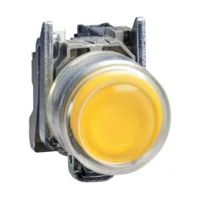   Schneider Electric Harmony XB4 - XB4BP51 - buton metalic complet, Ø22, cu capac din cauciuc, proeminent, cu revenire, 1NO, galben
