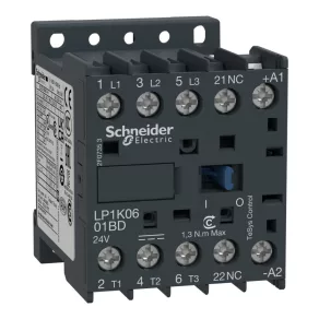   Schneider Electric TeSys K - LP1K0601BD - Contactor magnetic 6 A, 1 contact de deschidere, curent continuu, 2,4 W