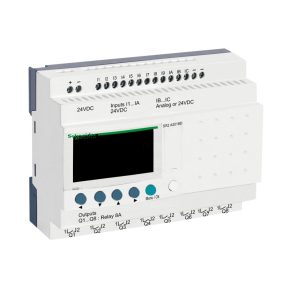   Schneider Electric Zelio Logic - SR2A201BD - releu programabil, compact, afișaj LCD, 10 DI + 2 DI/AI, 8 relee DO, 24 VCC