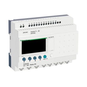   Schneider Electric Zelio Logic - SR2B201B - releu programabil, compact, afișaj LCD, 12 DI, 8 DO relee, ceas intern, 24 VAC