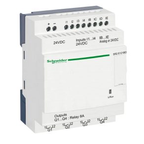  Schneider Electric Zelio Logic - SR2E121BD - releu programabil, compact, fără afișaj, 4 DI + 4DI/AI, 4 relee DO, cu ceas intern, 24 VCC