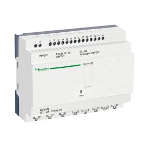   Schneider Electric Zelio Logic - SR2E201BD - releu programabil, compact, fără afișaj, 10 DI + 2 DI/AI, 8 relee DO, cu ceas intern, 24 VCC