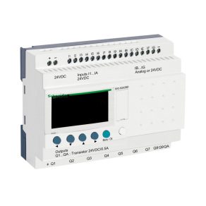   Schneider Electric Zelio Logic - SR3B262BD - releu programabil, extensibil, afișaj LCD, 10 DI + 6 DI/AI, 10 DO tranzistor, cu ceas intern, 24 VCC