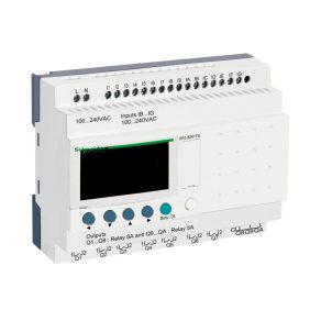   Schneider Electric Zelio Logic - SR3B261FU - releu programabil, extensibil, afișaj LCD, 16 relee DI, 10 relee DO, ceas intern, 230 VAC
