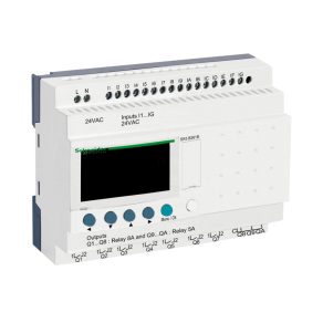   Schneider Electric Zelio Logic - SR3B261B - releu programabil, extensibil, afișaj LCD, 16 DI, 10 DO relee, ceas intern, 24 VAC