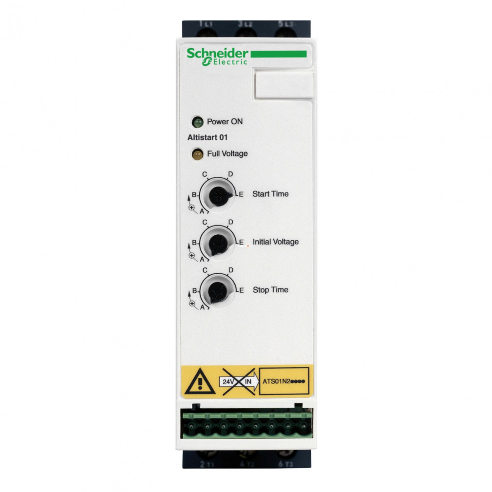 Schneider soft starter / soft stop, 22A, 11kW, 3f, 380-415VAC, 2 faze controlate (ATS01N222QN)