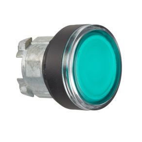   Schneider Electric Harmony XB4 - ZB4BW337 - buton metalic iluminat, Ø22, retur, pentru bec BA9s, verde, margine neagră