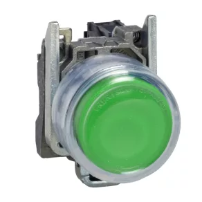   Schneider Electric Harmony XB4 - XB4BP31 - buton metalic complet, Ø22, cu capac din cauciuc, proeminent, cu revenire, 1NO, verde