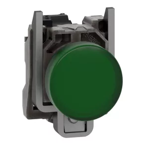   Schneider Electric Harmony XB4 - XB4BVB3 - semafor LED cu carcasă integrală din metal, Ø22, 24 V c.a./c.c., verde