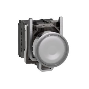   Schneider Electric Harmony XB4 - XB4BW31B5 - buton complet metalic iluminat cu LED, Ø22, retur, 1NO+1NC, 24VAC/DC, alb