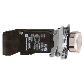   Schneider Electric Harmony XB4 - XB4BW3135 - buton complet metalic BA9s cu bec, Ø22, retur, 1NO+1NC, 120VAC, alb